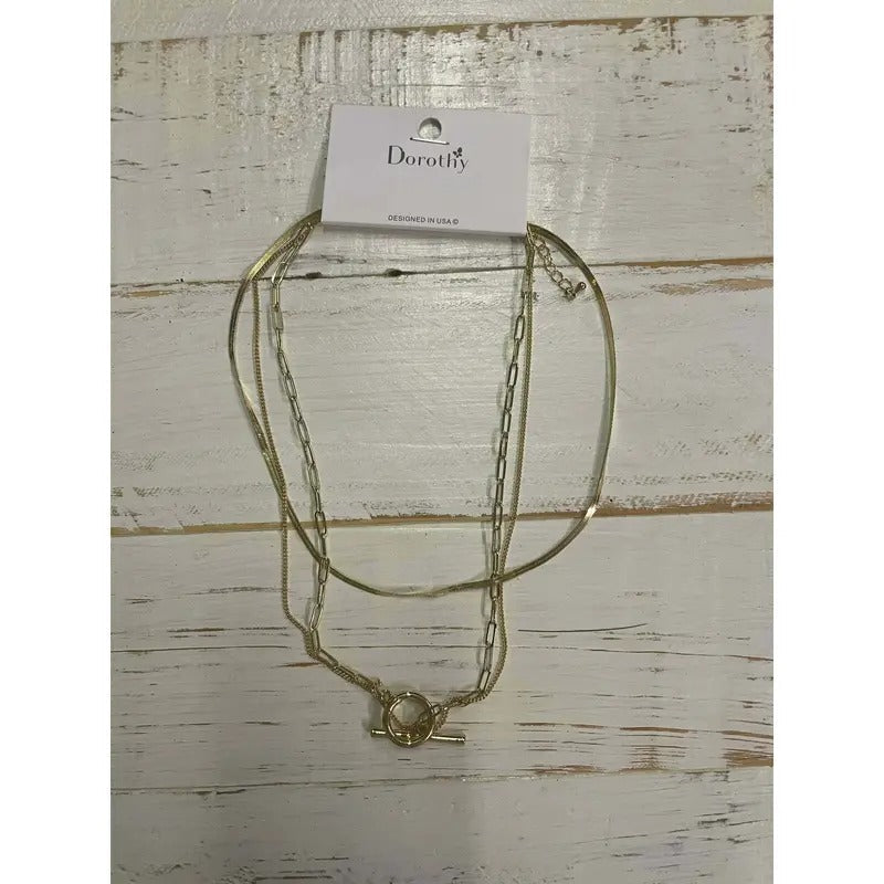 Gold Chain Triple Stack Necklace T-Shirts