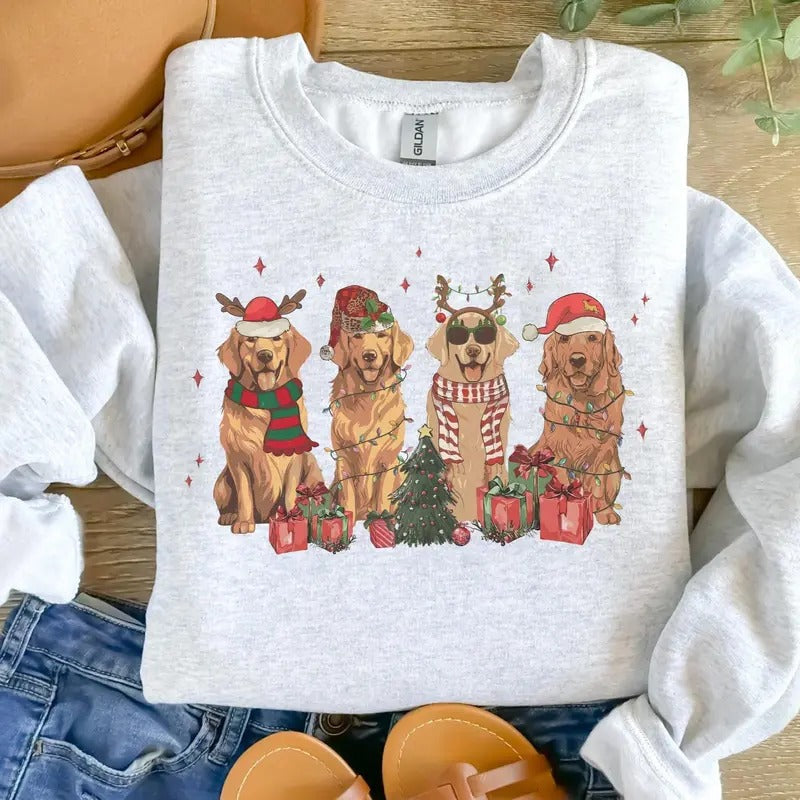 Golden Retriever Retro Dog Golden Mom Dog Lover Xmas Shirt Shirt T-Shirts