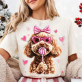 Goldendoodle Coquette Shirt Coquette Valentines Shirt Doodle Mom Coquette Shirt Goldendoodle Shirt Pink Dog Coquette Bow T-Shirts