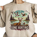 Gone Hunting Deer Mallard Duck Retro Hunting Season National Day T-Shirts