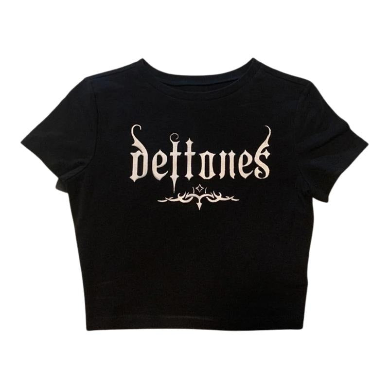 Gothic Emo Girl Baby Deftones Band Rock Baby Y2k Top Streetwear Fitted Gothic Emo Girl Top Scene 2000s T-Shirts