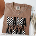 Comfort Colors Checker & Faux Glitter 'Mama' Completed Top Womenswear New Shirt Your Mom Granma T-Shirts