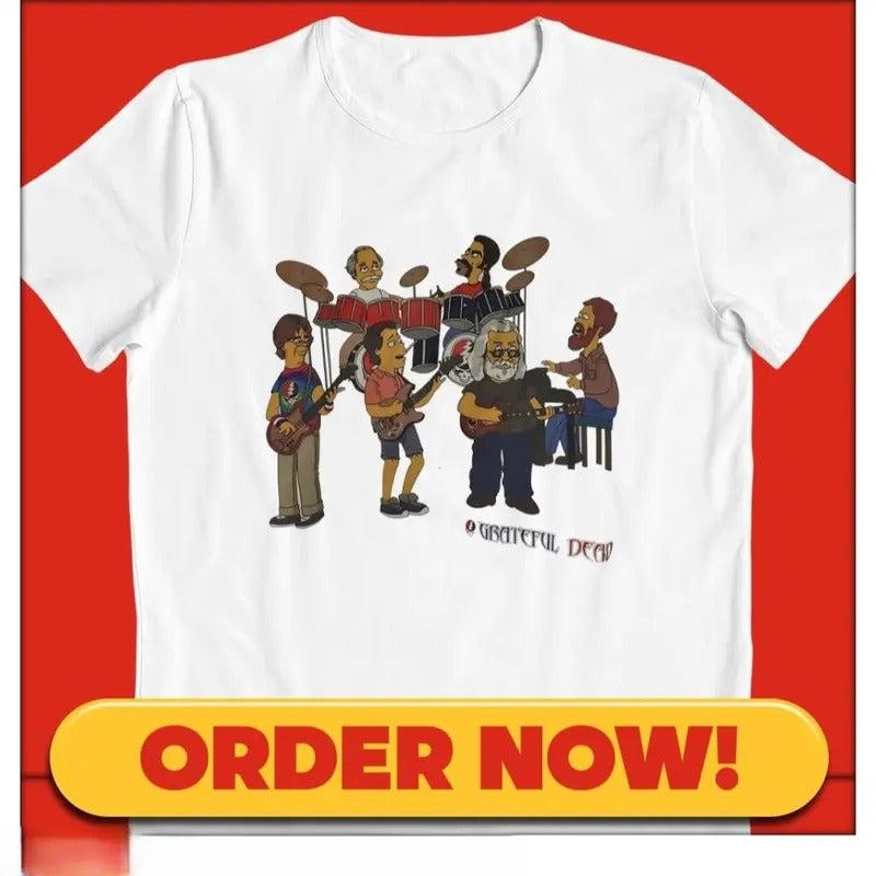 Grateful Dead As SIMPSONS Jerry Garcia Phil Lesh Bob Weir & Company Cotton Menswear Cotton Menswear Top Decoration T-Shirts