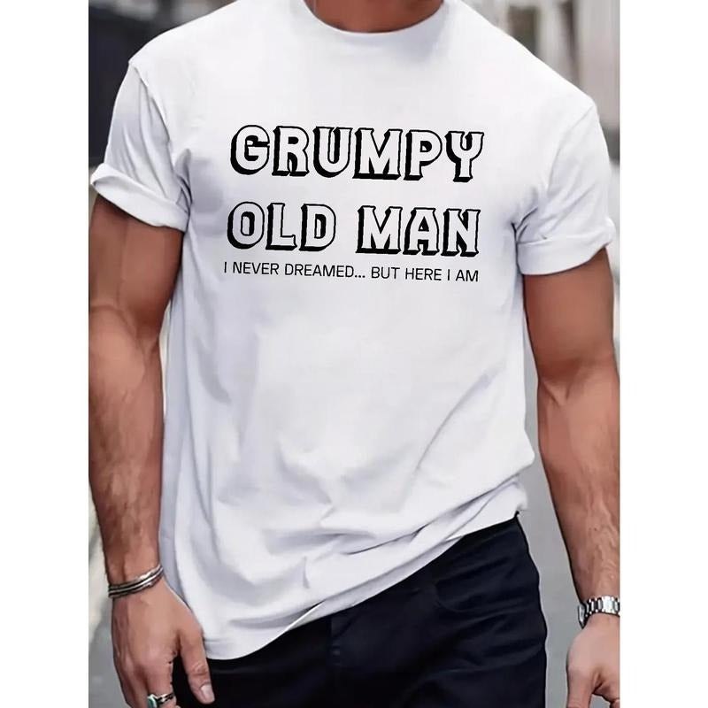 Grumpy Old Man Print Comfy Casual Stretchy Breathable Short Sleeve Summer Made USA T-Shirts