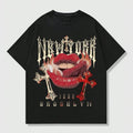 Grunge Punk Cross Lips Y2k Print Top Streetwear T-Shirts