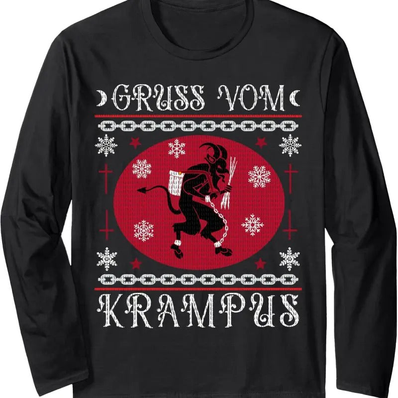 Gruss Vom Krampus. Goth Ugly . Krampus Xmas Long Sleeve T-Shirts