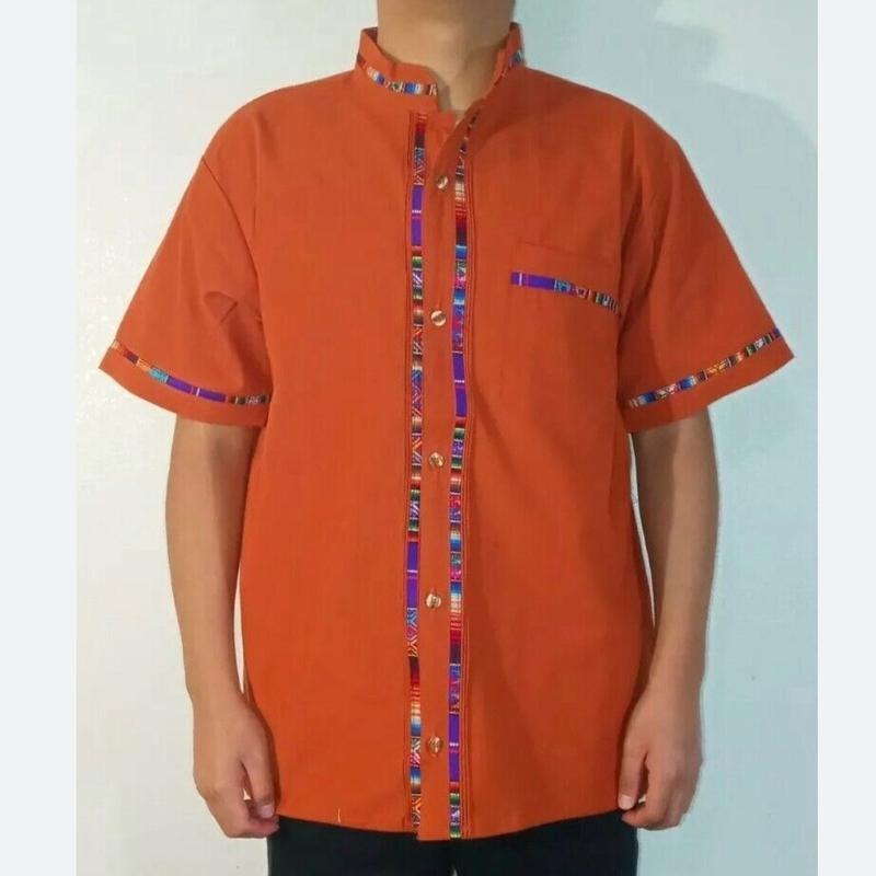 Guayabera Marron Shirt Casual Slim Fitting T-Shirts
