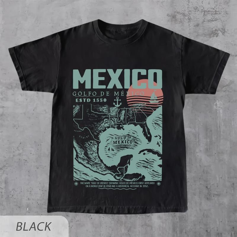 Gulf Mexico Shirt Golfo De MéXico 1550 Retro Vintage Art Shirts Vacation Mexico Shirt Gulf Mexico Forever T-Shirts