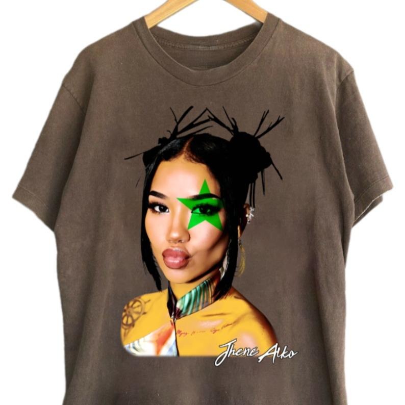 HOT Jhene Aiko Green Star Big Face Shirt T-Shirts