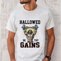 Hallowed Be Thy Gains Jesus Gym Pure Cotton Casual Street Crew Neck Short Sleeve Tops Perfect T-Shirts