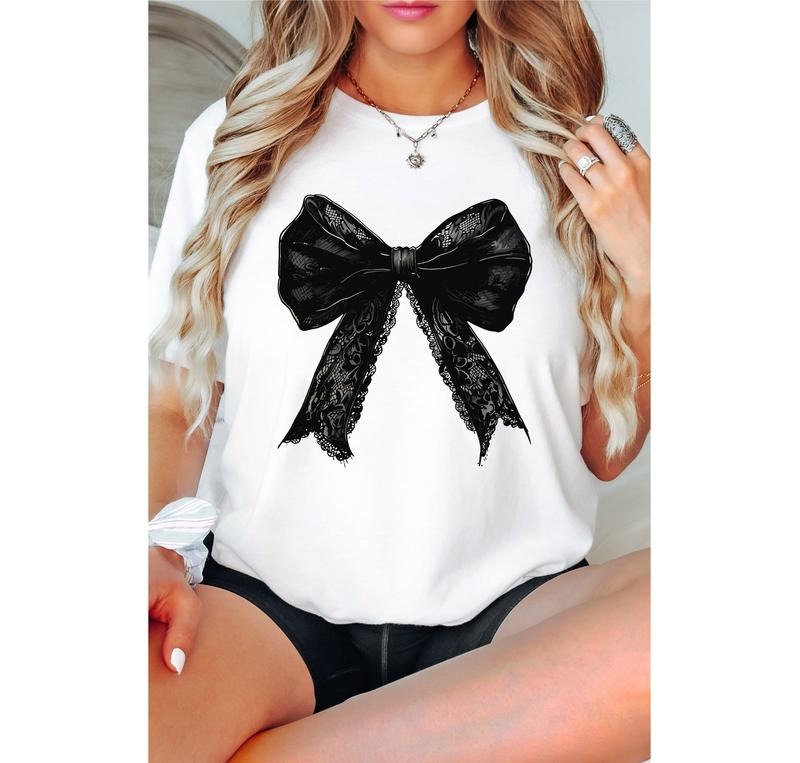 Halloween Coquette Bow Shirt Black Coquette Spooky Season Bats Halloween Shirt Halloween Woman T-Shirts