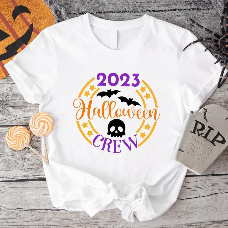 Halloween Crew 2023 Matching Family Halloween Party Shirt Spooky Season Friends Group T-Shirts