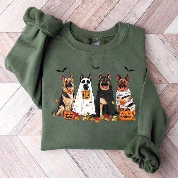 Halloween Dog German Shepherd Ghost Dogs Halloween Halloween Ghost T-Shirts