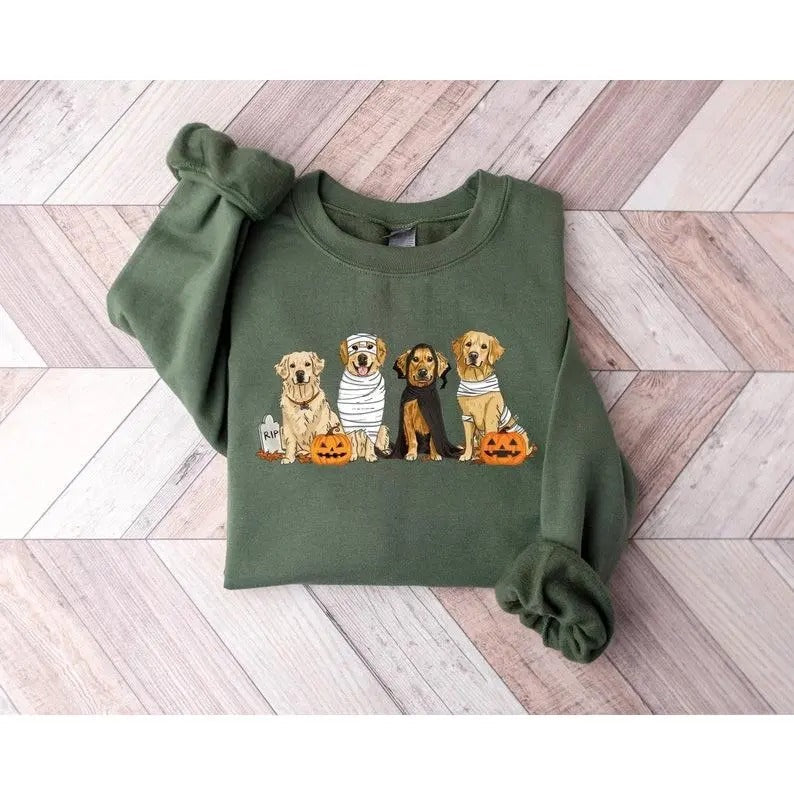 Halloween Dog Golden Retriever Ghost Dogs Halloween T-Shirts