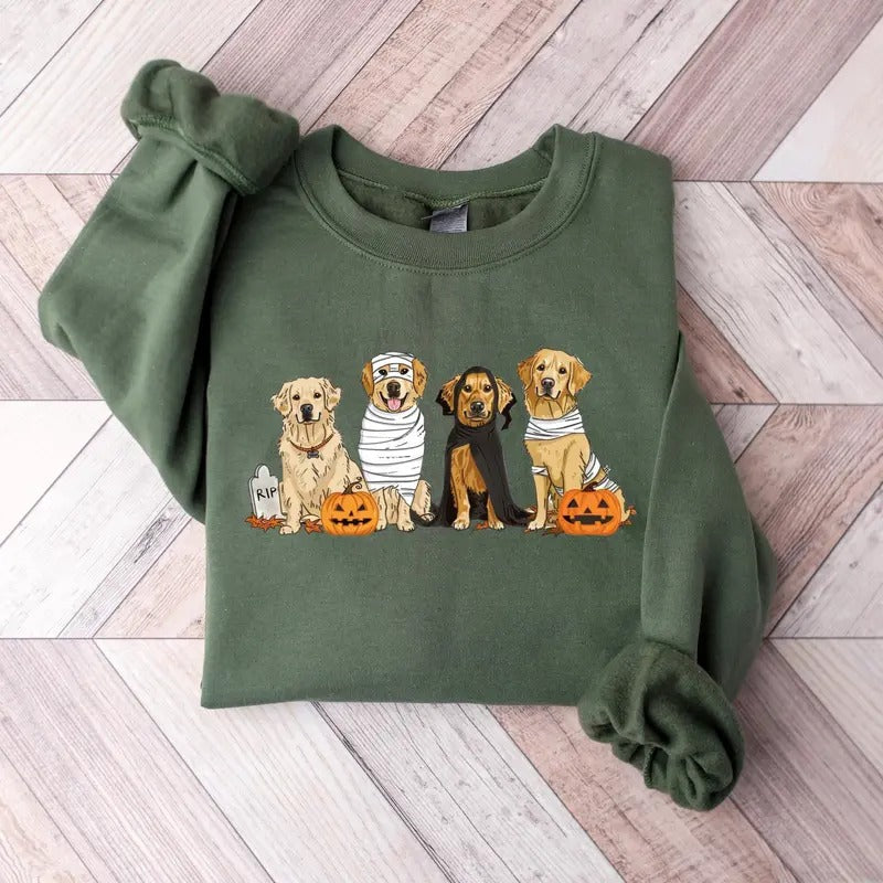 Halloween Dog Golden Retriever Ghost Dogs Halloween Halloween Ghost T-Shirts