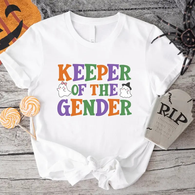 Halloween Gender Reveal Party Keeper Gender Shirt Matching Baby Announcement Shirt Maternity Halloween Pregnancy Announcement T-Shirts