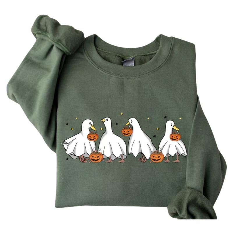 Halloween Ghost Ducks Halloween Ghost Ducks Ghost Ducks Shirt Retro Spooky Season Classic T-Shirts