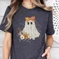 Halloween Lace Ghost Spooky Coquette Girly Ghost Lacey Ghost Spooky Season Ghost Floral Halloween Mama Sublimation T-Shirts