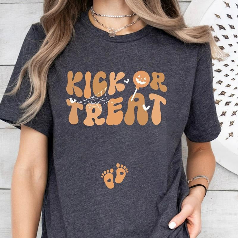Halloween Pregnancy Announcement Fall Halloween Baby Reveal October Pregnancy Announcement 2nd 3rd Pregnant Shirt T-Shirts