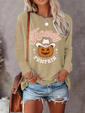 Halloween Pumpkin Print Long Sleeve Casual Fitted Comfortable Fabric 9 Colors Spring & Fall T-Shirts