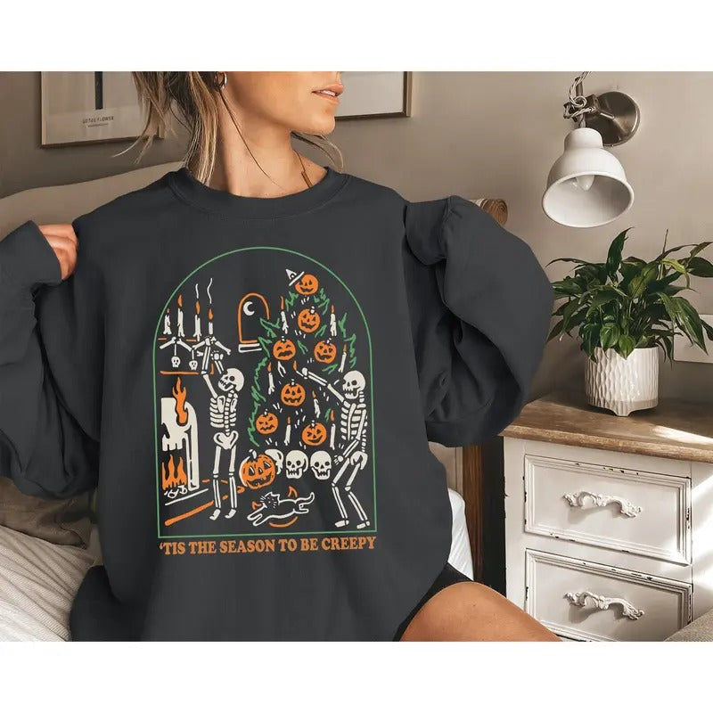 Halloween Tis Season Be Creepy Dead Inside Skeleton Funny Spooky T-Shirts