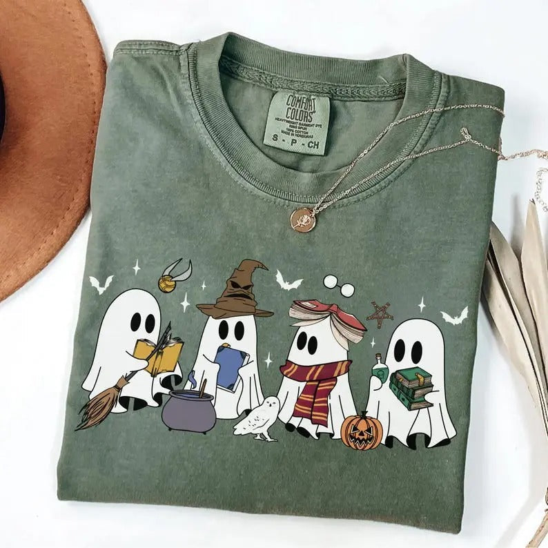 Halloween Wizard House Shirt Wizard Ghost Shirt Magical Castle Shirt Wizard School Shirt Book Lover Fan T-Shirts