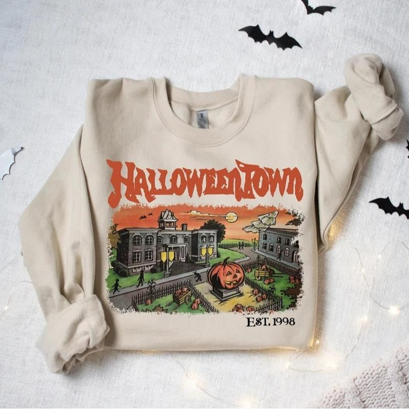 Halloweentown Est 1998 Halloweentown University Retro Halloweentown Fall Halloween Cotton Fabric T-Shirts