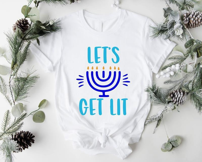 Hanukkah Jewish Shirt Religious Jewish Short Sleeve Jewish Festival Candle Lights Shirt T-Shirts