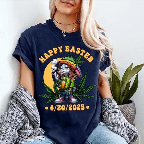 Happy 420 Easter Day Bunny Smooking Weed T-Shirts
