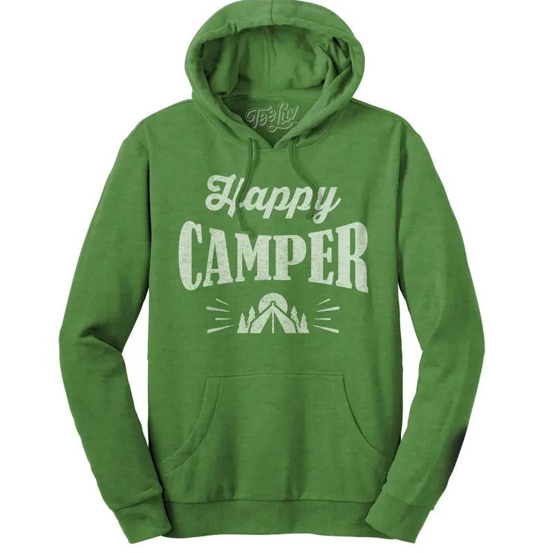 Happy Camper Hooded Green T-Shirts
