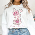Happy Easter Pink Floral Chinoiserie Bunny Shirt Pink Toile Easter Rabbit Easter Coquette T-Shirts