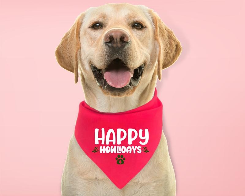Happy Howlidays Dog Bandana Dog Handkerchief Puppy Neck Scarf Pets Neck Accessories T-Shirts