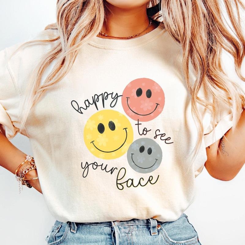 Happy See Your Face Shirt Back School Teacher Shirt Teacher Life Shirt Teaching Appreciation New Teacher 8GVFB T-Shirts