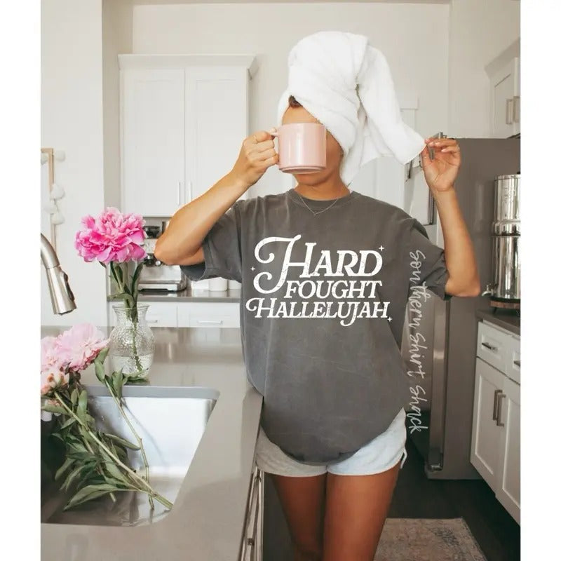 Hard Fought Hallelujah Pepper Comfort Colors T-Shirts