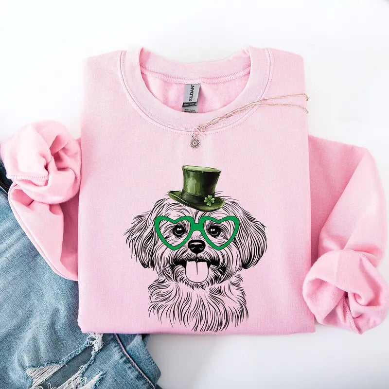 Havanese Adorable Dog St Patrick'S Day Lucky Irish Crew Neck T-Shirts