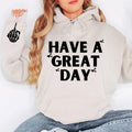 Have Great Day Skeleton Middle Finger Sleeve Sassy Funny Hooded T-Shirts