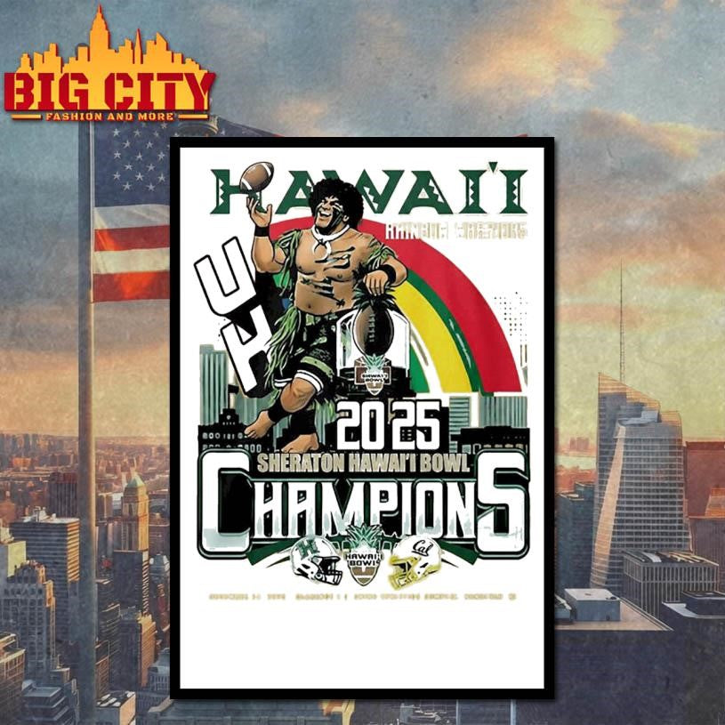 Hawaii Rainbow Warriors Football 2025 Champions Sheraton Shirt
