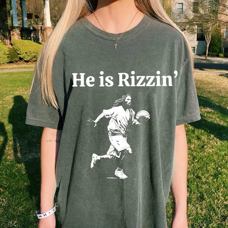 He Is Risen Funny Easter Jesus Playing Basketball Retro Y2K Christian Faith Religious Png T-Shirts