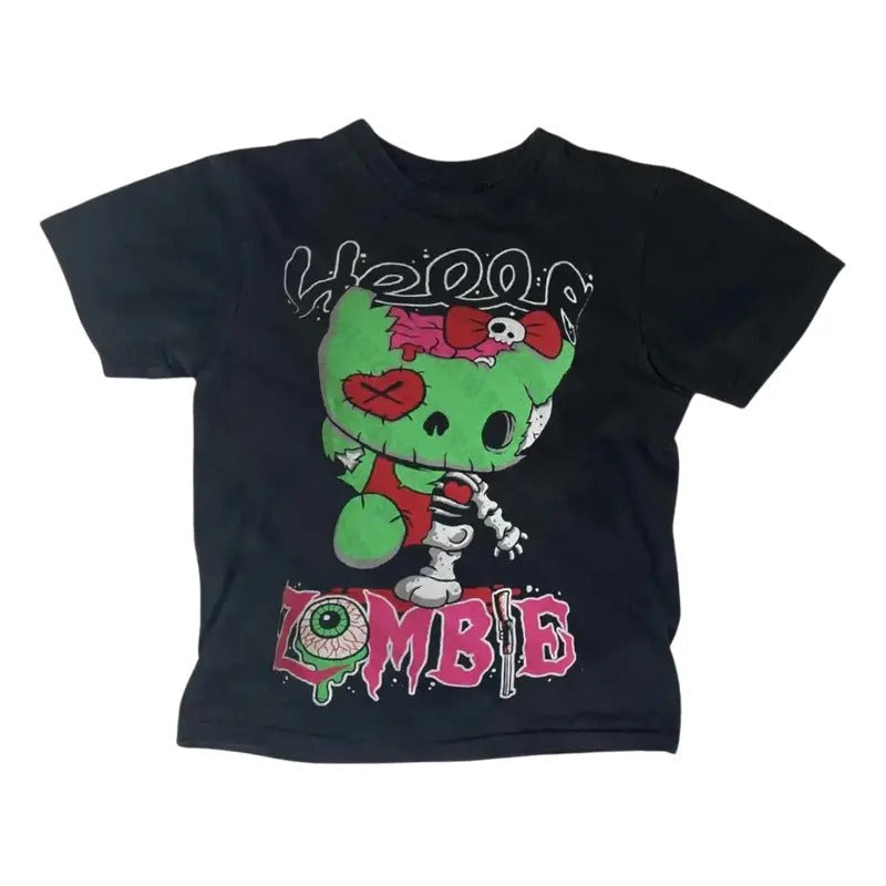 Hello Zombie Baby Y2k Top Streetwear Scene 2000s 2000s Emo Tops Fitted Girlfriend T-Shirts