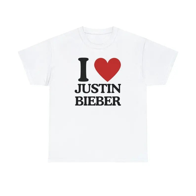 I Love Justin Bieber Trending Shirt Him Her Justin Bieber Fan Cotton Top Fit Casual T-Shirts