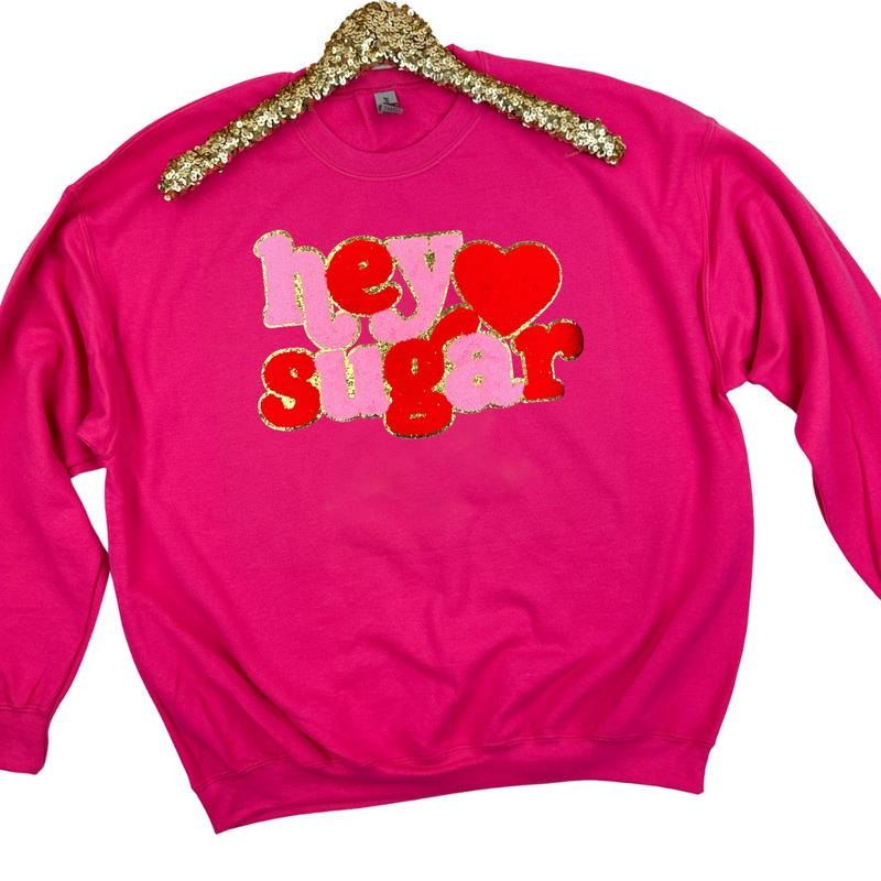 Hey Sugar Chenille Patch Hot Pink T-Shirts