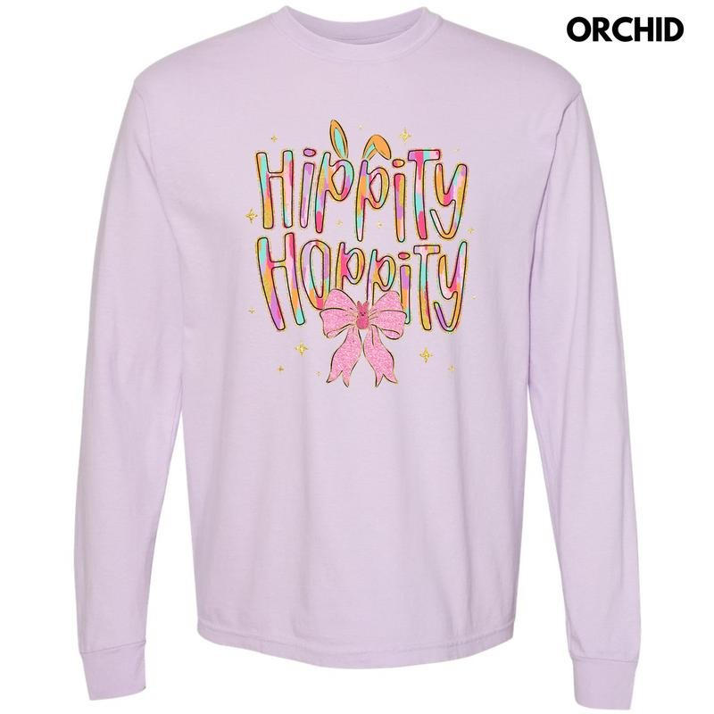 Hippity Hoppity Brushstroke Long Sleeve Comfort Colors 'NLB' T-Shirts