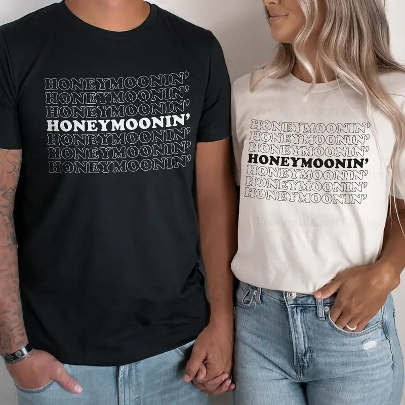 Honeymoon Shirt Just Marrie Funny Cotton Fabric Casual Crew Neck Short Sleeve Date T-Shirts