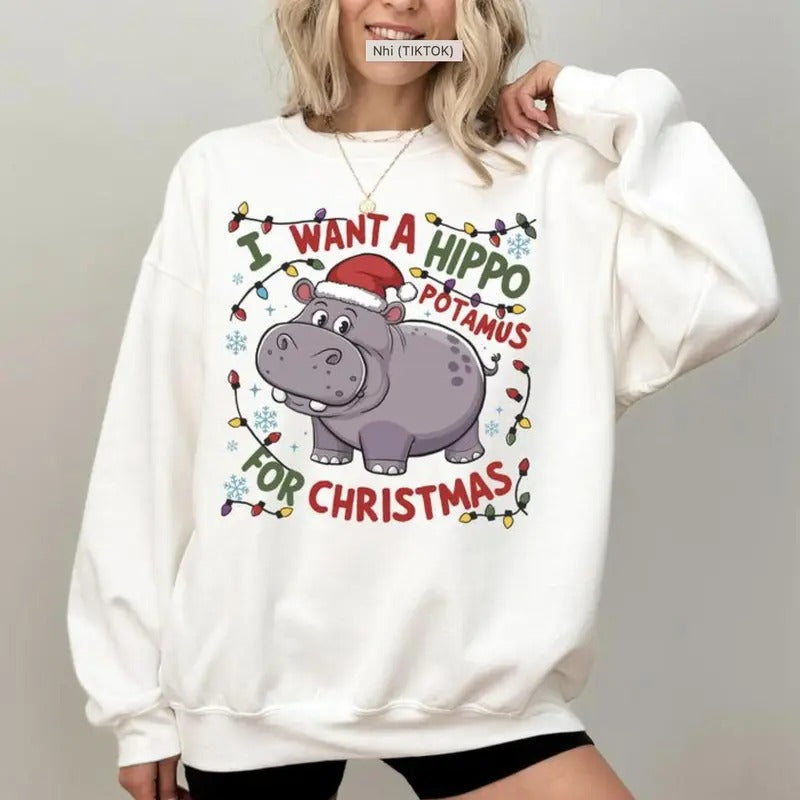 Hippopotamus I Want Hippo Cotton Comfy T-Shirts