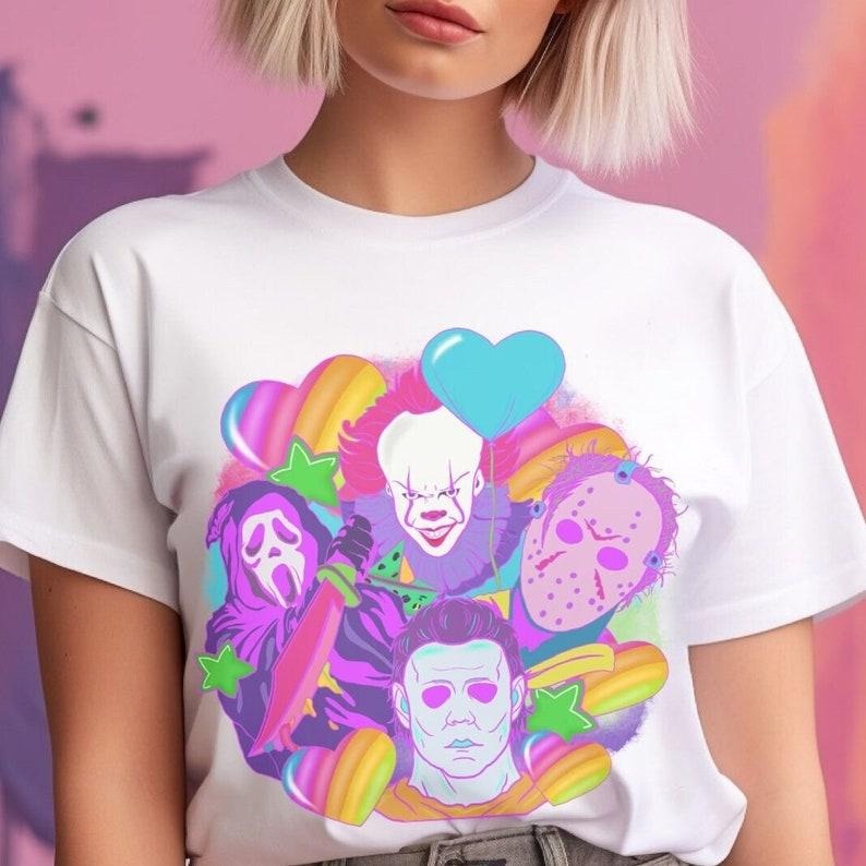 Horror Movie Shirt Halloween 90s Retro Halloween Shirt Scary Characters Valentines T-Shirts