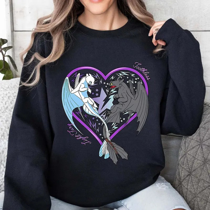 How Train Your Dragon Toothless Night Fury Light Fury Cute Toothless Couple Matching T-Shirts