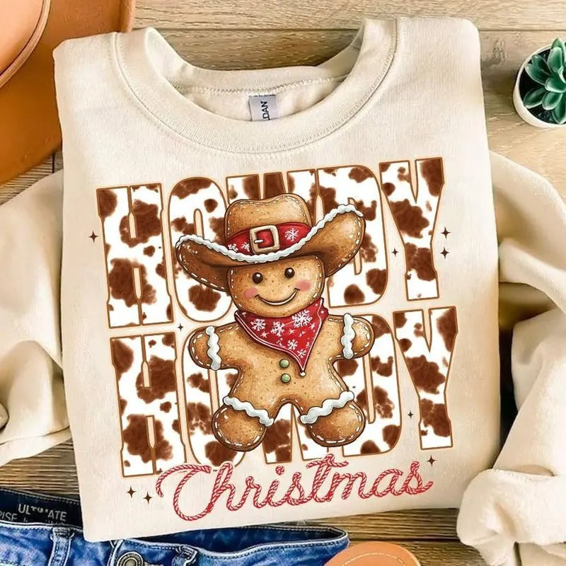 Howdy Howdy Gingerbread Man Cowprint Retro Western Season T-Shirts