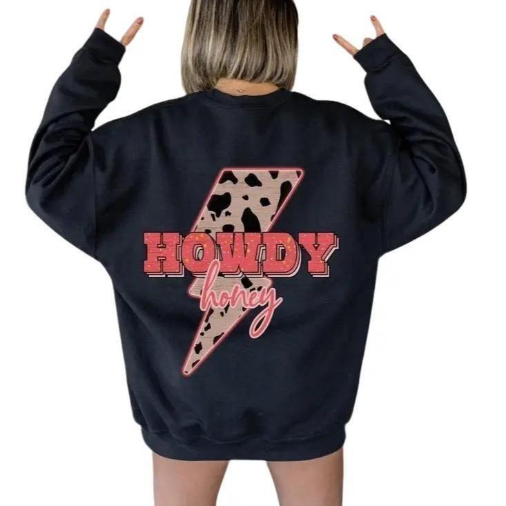 Howdy Honey Straightening Bolt Lightning Leopard Pattern Western Countryside Cowgirl Shirt T-Shirts