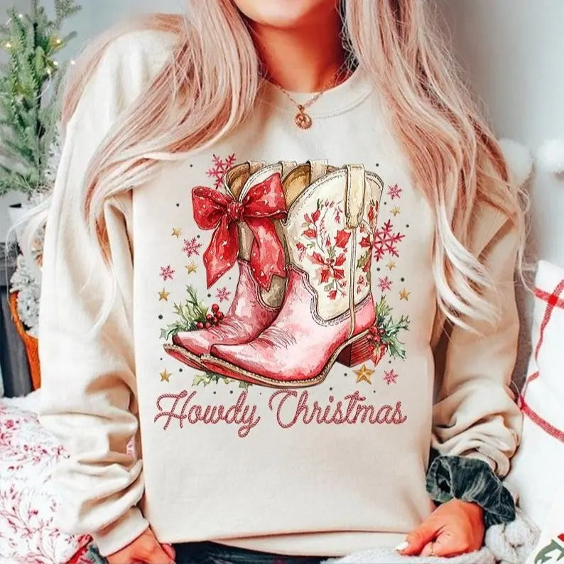 Howdy Western Shirt Coquette Cowgirl Retro Western Pink Cowgirl Boot T-Shirts