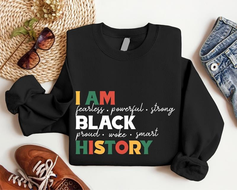 I Am Black History African American Black History Month Black Human Rights . Casual Fabric T-Shirts